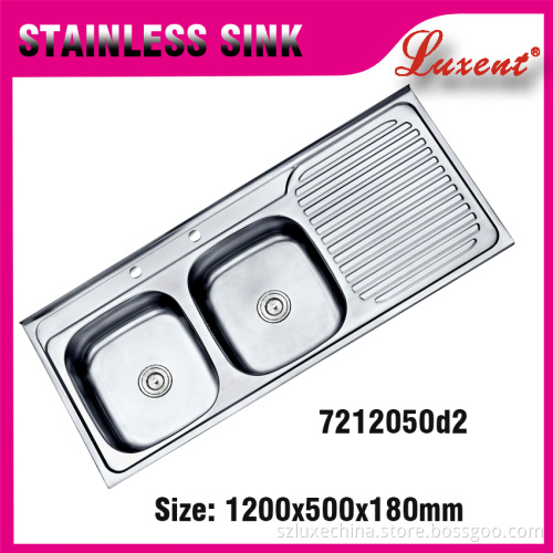 high quality 201 stainless steel handmade stainless steel kitchen sink basin double drainer double bowl sink